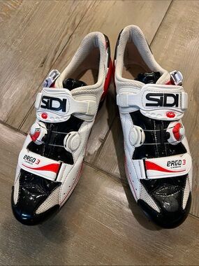 Sidi Men’s ERGO3 Carbon Cycling Shoes in White/Black/Red